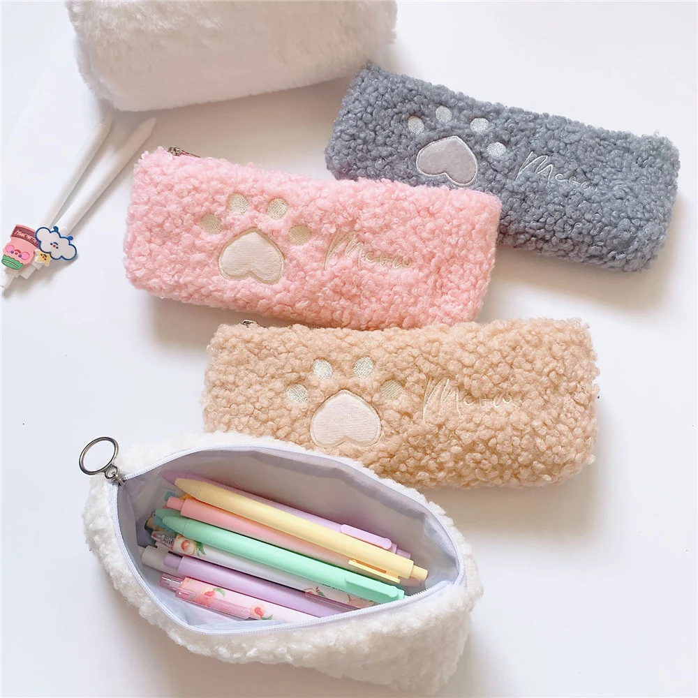 

Милый плюшевый чехол-карандаш с кошачьими крапанами, ластик для карандашей, линейка, коробка для хранения канцелярских принадлежностей, ис...