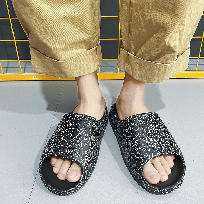 

CRLAYDK Mathematics Symbol Printed Women Men Slippers Thick Bottom Home Shoes Fashion Sandals for Couple Summer Casual Sandalias