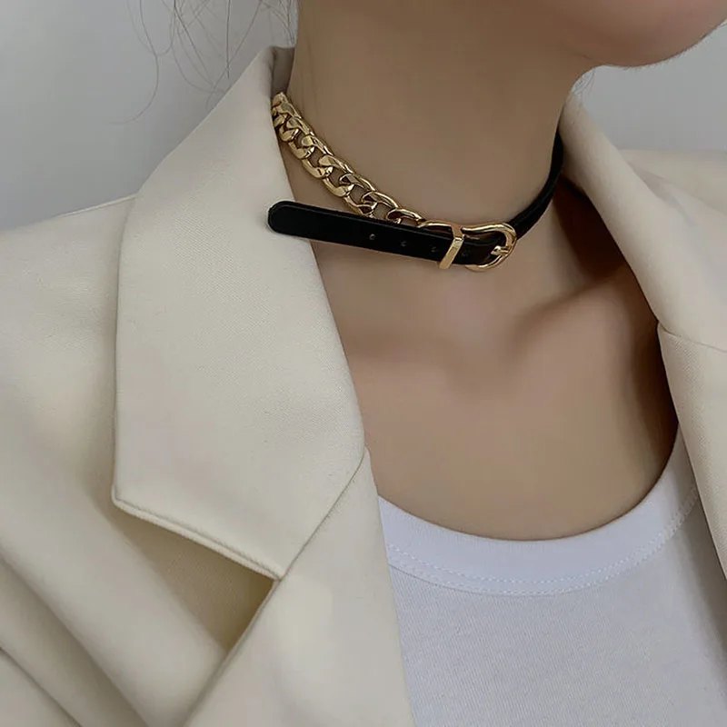 

OEING Leather Chain Collar For Womens Luxury Jewelry Two-wear Style Clavicle Chain Hot Selling Style