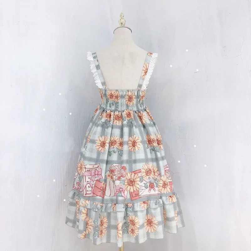 Женское платье пончо с подсолнухами и бантом летнее принцессы в японском стиле