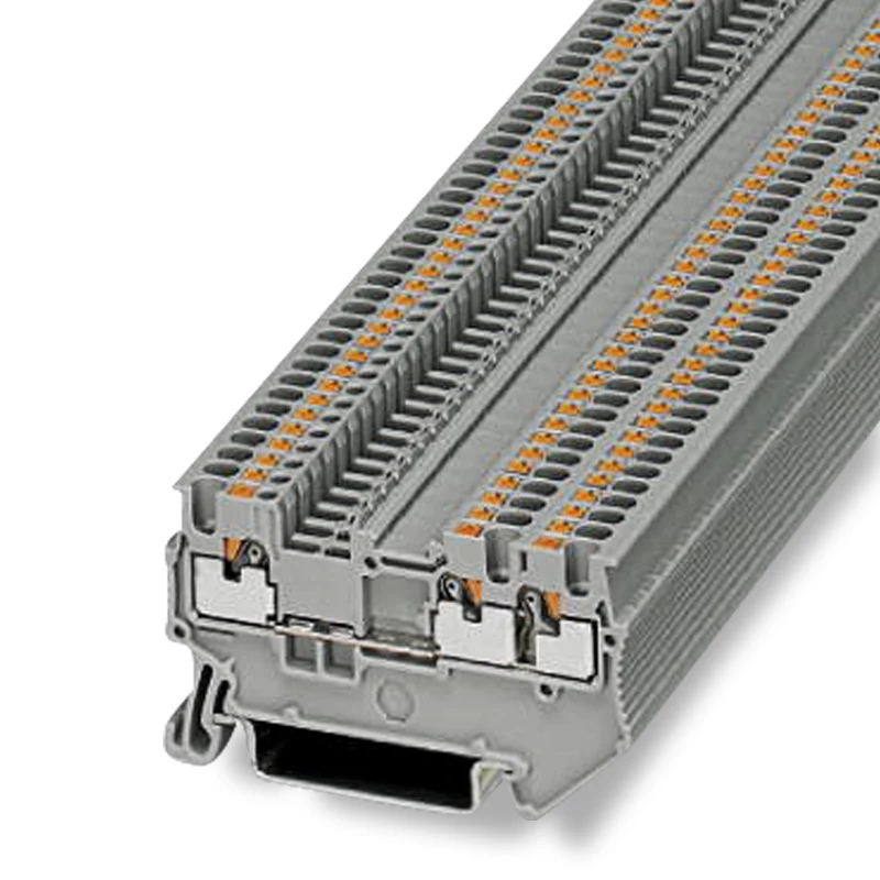 Din rail 1-in 2-out Quick Terminal Blocks PT1.5-TWIN  Type Screwless 3 Conductors Push In Spring Wire Conductor