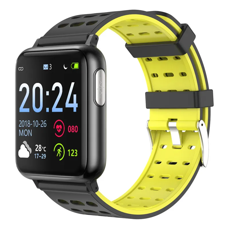 black yellow Спортивные Смарт-часы Для мужчин ECG+ PCG сердечного ритма крови-Давление Смарт-часы с мониторингом IP67 водонепроницаемый для xiaomi IPone X HUAWEI телефон - Цвет: black yellow