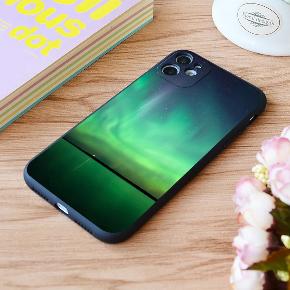 

For iPhone Northern Lights Over Lake Print Soft Matt Apple iPhone Case 6 7 8 11 12 Plus Pro X XR XS MAX SE