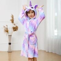 unicorn hooded children bathrobes baby rainbow bath robe animal for boys girls winter pyjamas nightgown kids sleepwear 3 11y