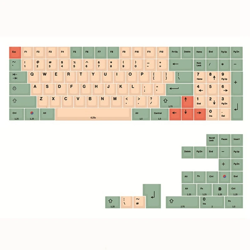 

Канталупа, цветная клавиатура, 125 клавиш, сублимационный цвет, подходящая клавиатура, материал PBT, DIY клавиатура