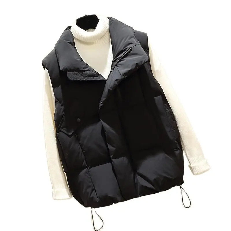 

Autumn Winter 2021 New Outwear Sleeveless Outer Female Overcoat Oversized Cotton-Padded Waistcoat Women's Jacket Loose Vest Coat