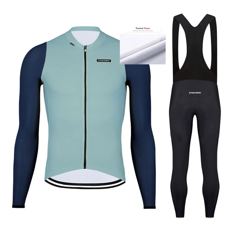 

Etxeondo Winter Male Pro Team Thermal Fleece Long Jersey Pants Set Bike Sleeve Suit Cycling Warm Men Shirt Sport Wear Clothes