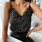 Женская кружевная блузка в горошек, с V-образным вырезом