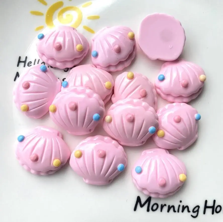 flat back resin pearl shell flatback resin cabochon for phone decoration hair bow diy scrapbook crafts accessories free global shipping