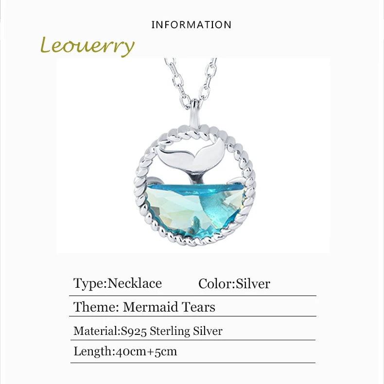 Женская Цепочка Русалка из серебра 925 пробы с кристаллами|Ожерелья| |