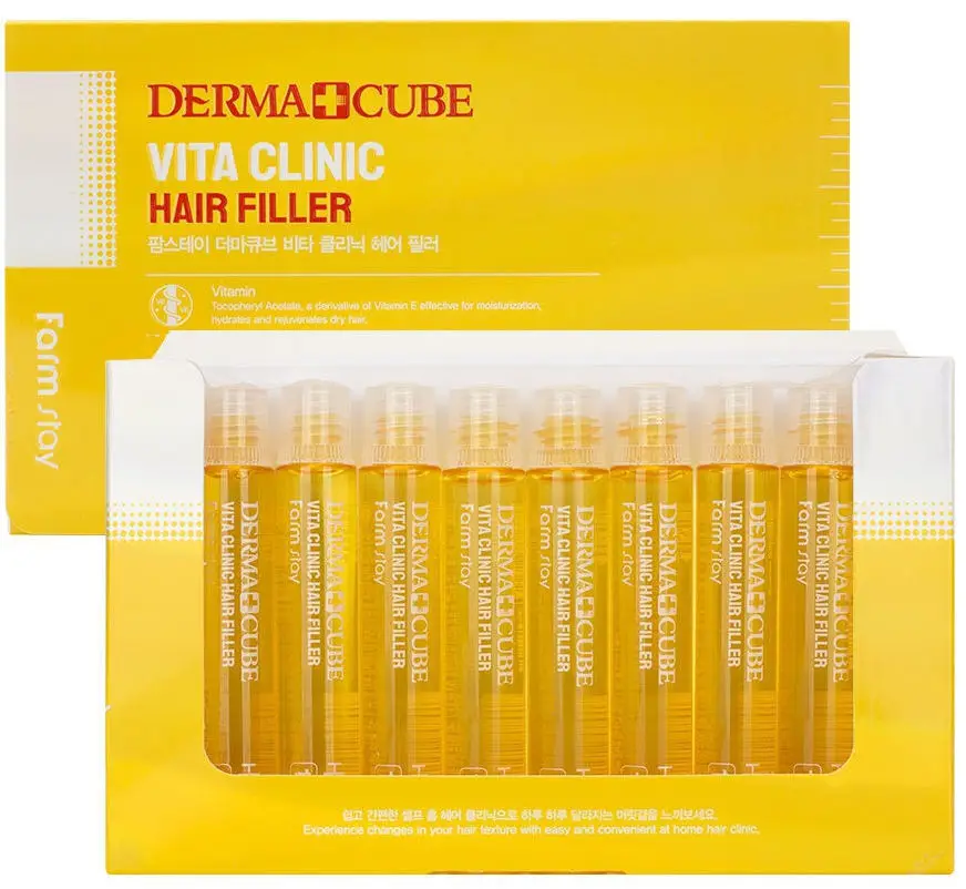 Витаминизирующий филлер для волос с витаминами FarmStay DERMA СUBE Vita Clinic Hair Filler 13мл |