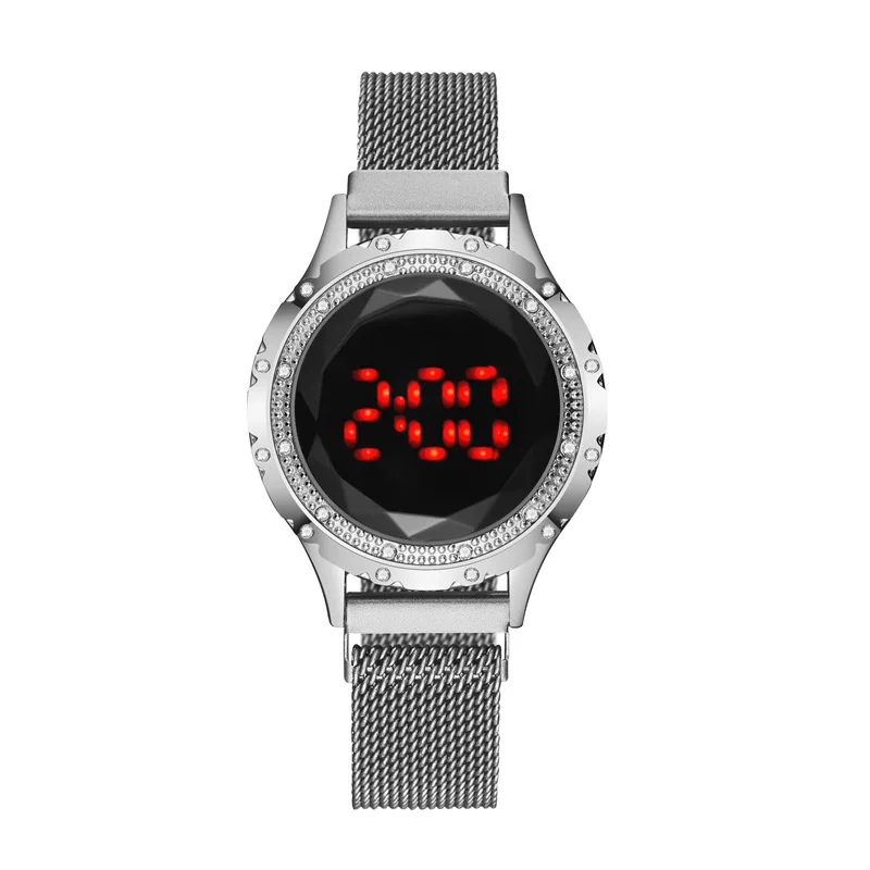 new womens luxury led watch women mesh magnet buckle digital watches zegarek damski top brand female clock relogio feminino hot free global shipping