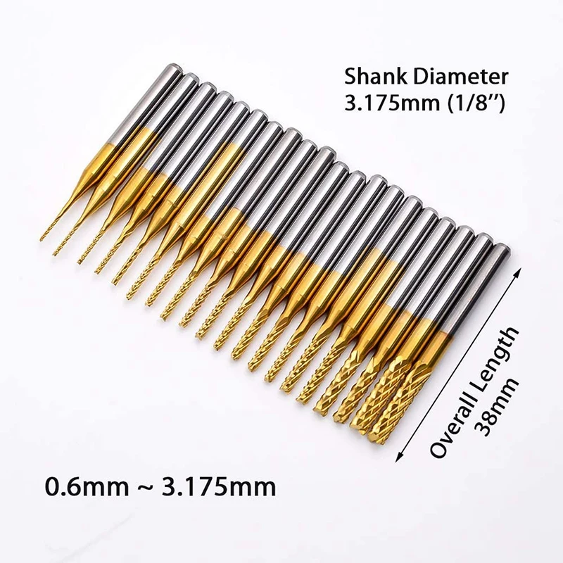 

Hot 20Pcs CNC Router Bits End Mill Rotary Burrs Engraving Machine Drilling Hole Tool for PCB Mould Plastic Fiber