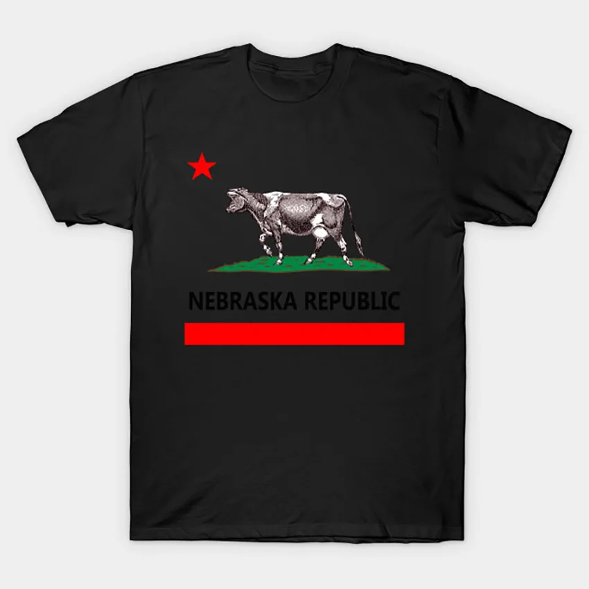 Nebraska republic T Shirt tshirt country city cow retro state international flag united states government america | Мужская одежда
