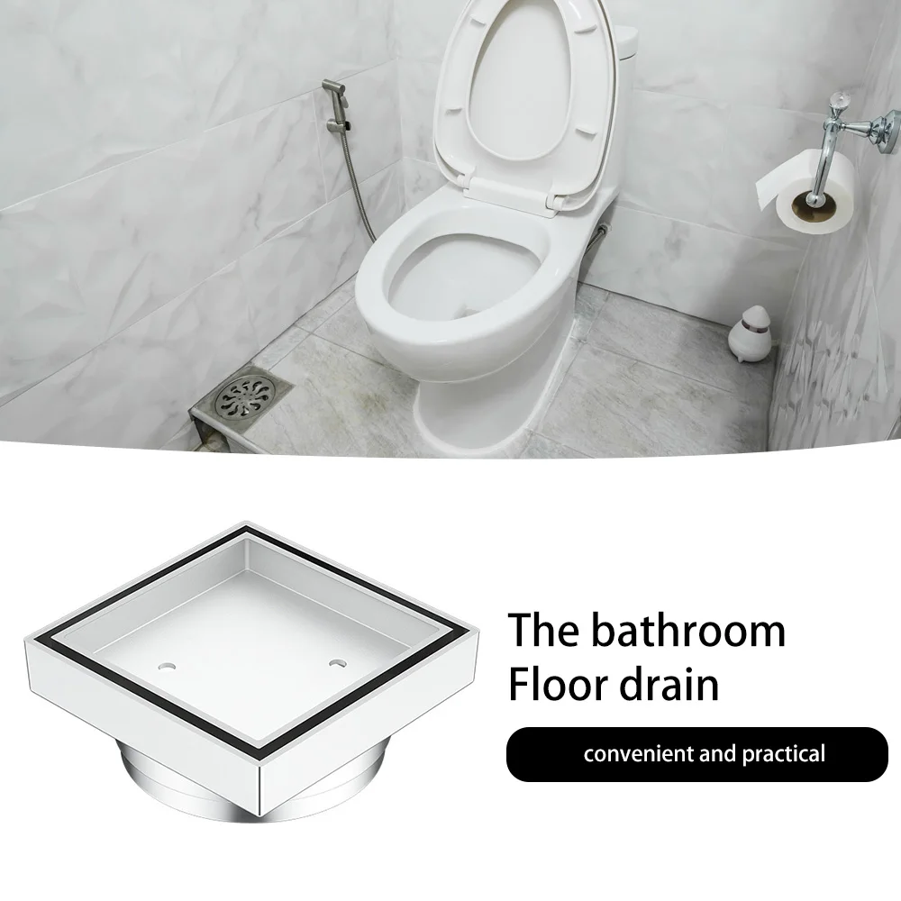 

Shower Drain Invisible Bathroom Brass Square Floor Drain Tile Insert Square Floor Waste Grates for Home Hotel Toilet