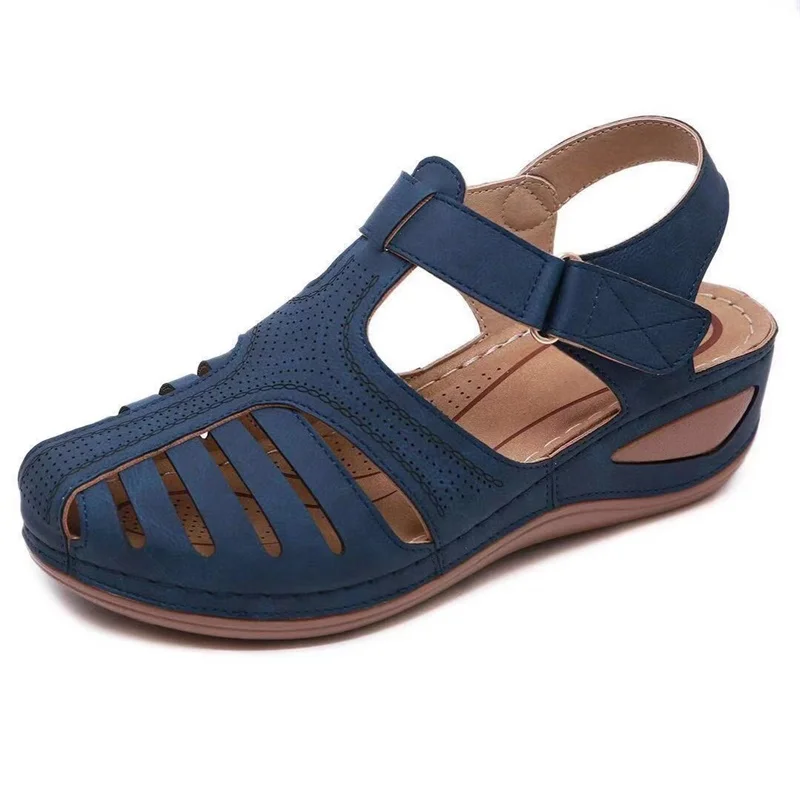 

Women's Sandals Summer Ladies Girls Leather Vintage Sandals Buckle Casual Sewing Women Shoes Solid Female Ladies Platform Shoes