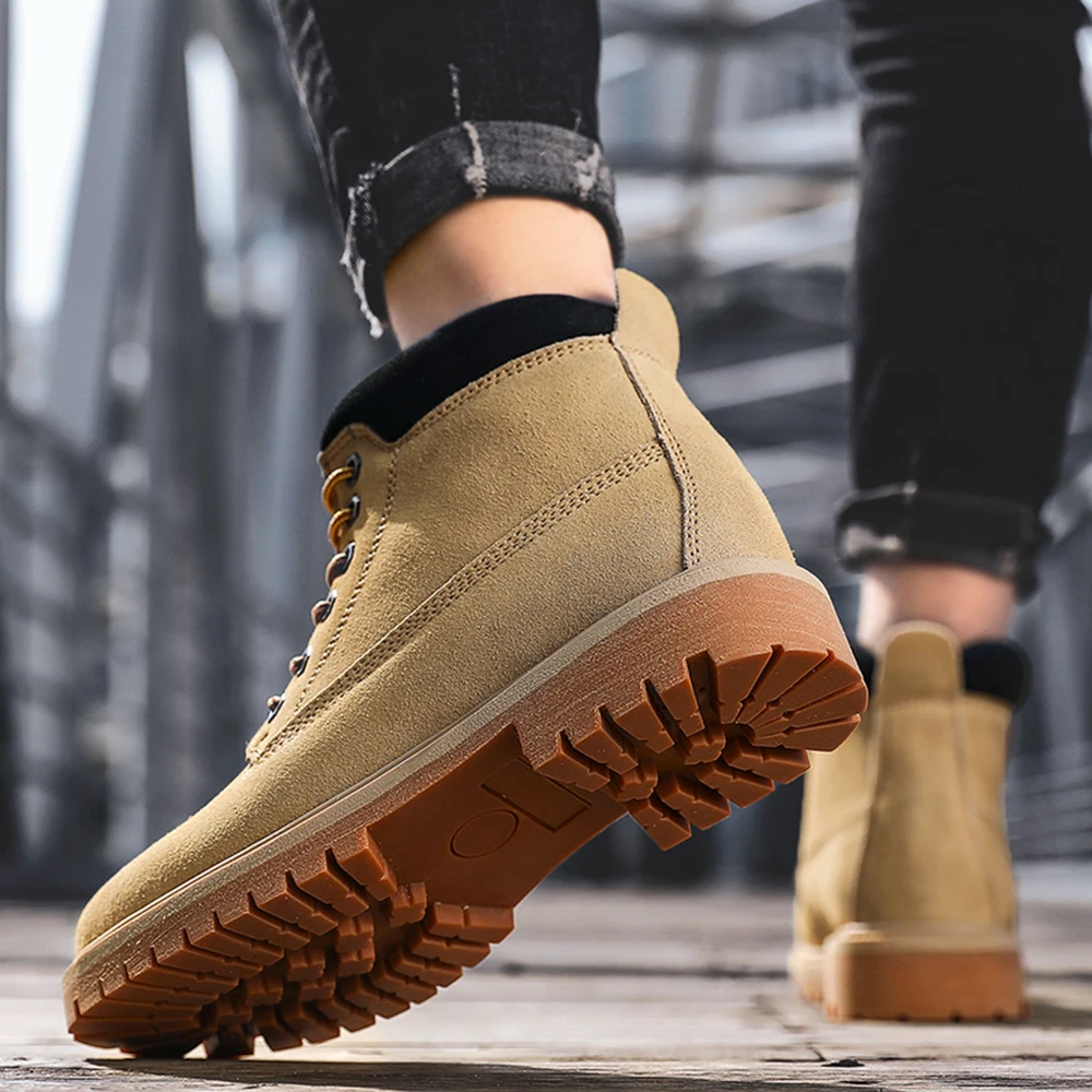 Мужские замшевые ботинки Martens черные теплые мотоциклетные ботильоны