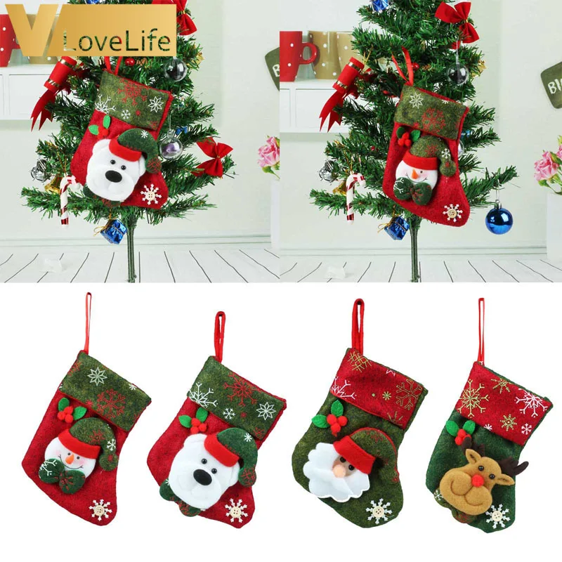 4 шт./лот рождественские чулки носки 2020 новый год Санта Клаус Подарочный пакет