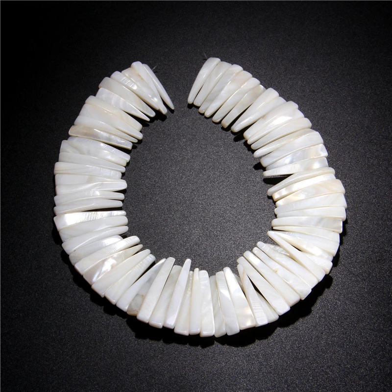 

Natural White Mother Of Pearl Shell Beads Loose ivory stick shape Freshwater Shell pendant Charms beads For Jewelry making crown