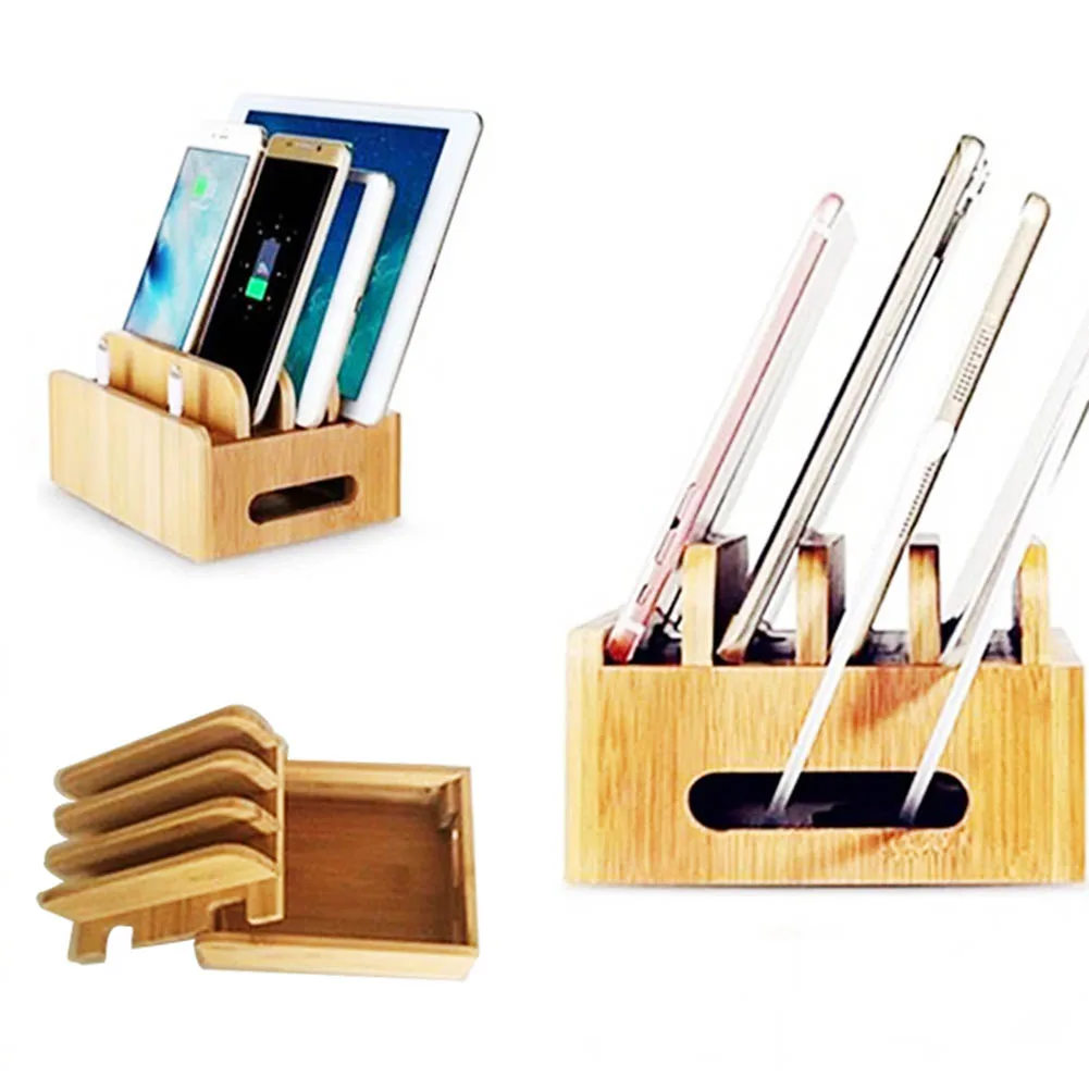 Новинка настольная подставка-органайзер из бамбука аккуратная зарядная