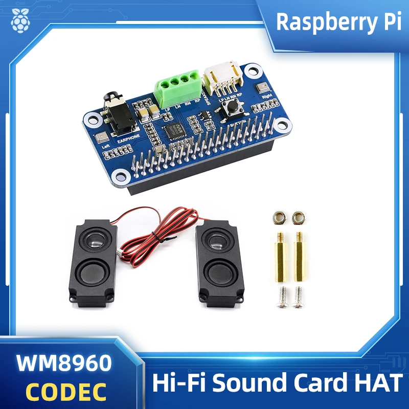 

Raspberry Pi Hi-Fi Sound Card WM8960 Audio HAT Stereo Encoding Decoding Play Record Drive Speakers for Pi 4B 3B+ 3B Zero 2 W