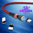 Новый Магнитный кабель 540 , кабель Micro USB Type-C, 3A, быстрая зарядка телефона, Магнитный зарядный Шнур для IPhone, Samsung, Xiaomi