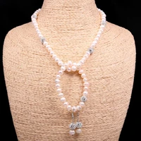new natural pearl jewelry set womens fine jewelry 8 9mm freshwater pearl necklace bracelet earrings 3 pieces gift