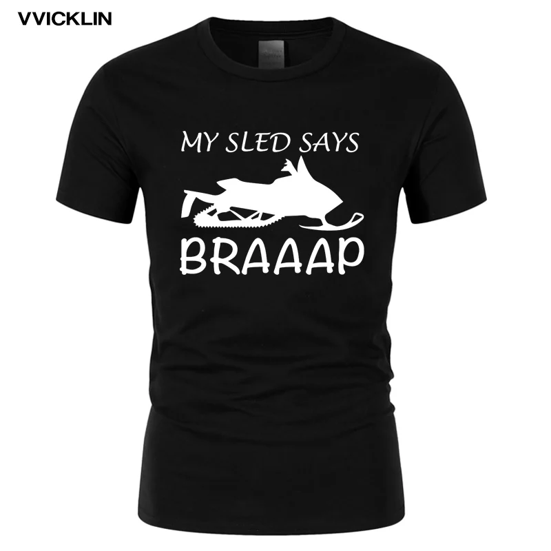 

Men's Summer Casual T-shirt Sled Funny Print T Shirt High Quality Cotton Short Sleeve O-neck Tops Plus Size Fashion Streetwear