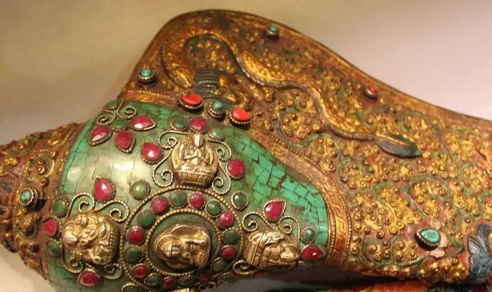 15 &quotТибетский буддизм труба раковина инкрустация драгоценный камень красный