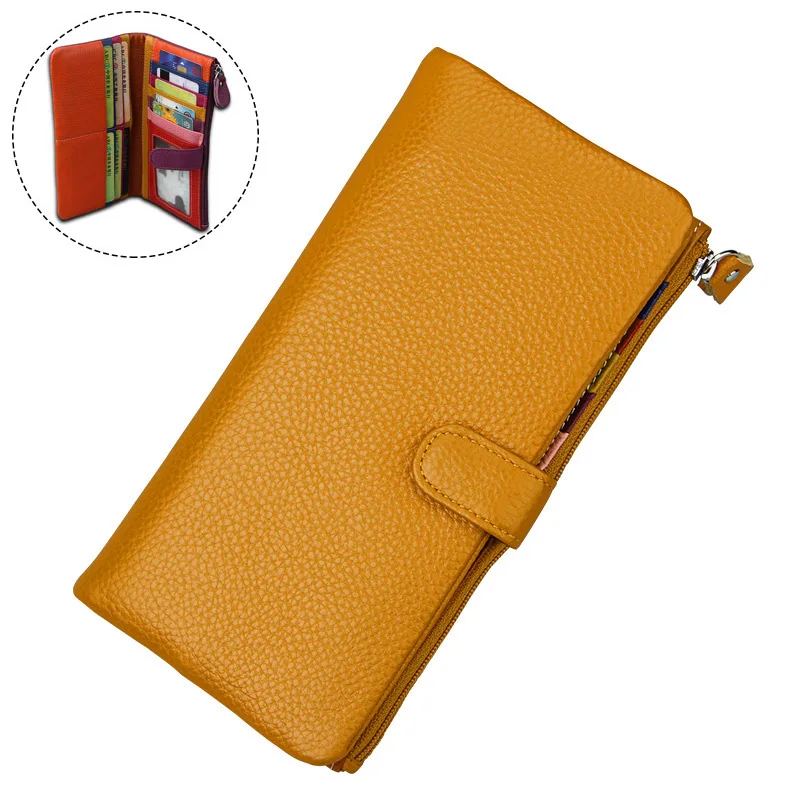 Style B Yellow Модные женские кошельки Женский кошелек из натуральной кожи, Женский кошелек для монет, женский клатч конфетного цвета, на молнии, кошелек женский натуральная кожа кошелёк-женский baellerry для женщин портмонета - Цвет: Style B Yellow