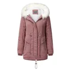 Женская хлопковая куртка средней длины, на молнии, с капюшоном и карманами