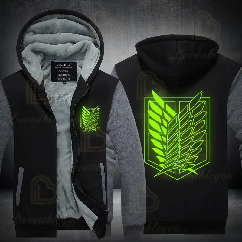 Флисовые теплые толстовки с аниме атака на Титанов утепленное пальто худи для