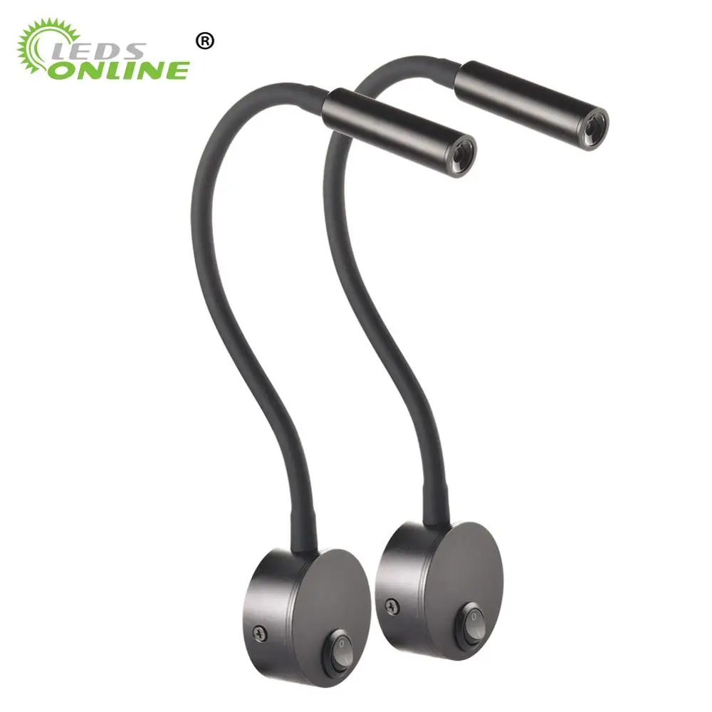 Kopen 2 Stuks Nieuwe Ontwerp Leeslamp Led Wandlamp 3W Voor Nachtkastje Studie Boek Lamp Zwart Zilver Witte Muur Licht Eu Us Plug Cord