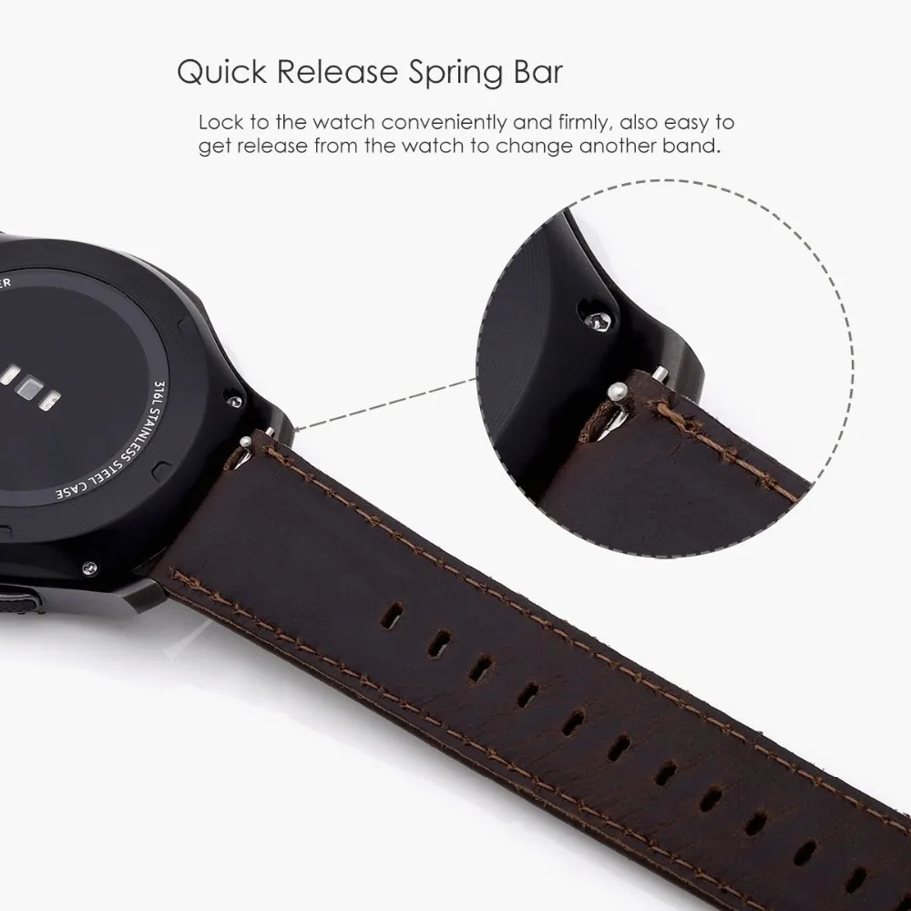 20 мм 22 мм ремешок для часов Galaxy Watch 46 мм из натуральной кожи быстросъемный Ремешок Браслет для часов Galaxy Active gear S3 полосы