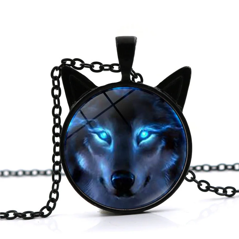 Ожерелье с кулоном волка в скандинавском стиле для мужчин и женщин стеклянный