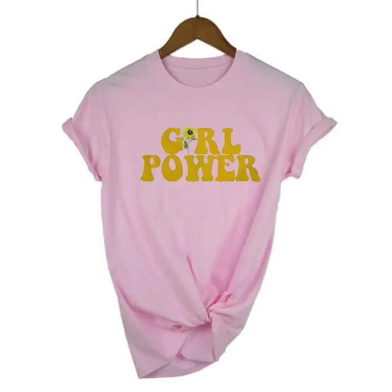 Модная футболка GRL POWER с буквенным принтом женские топы летняя повседневная