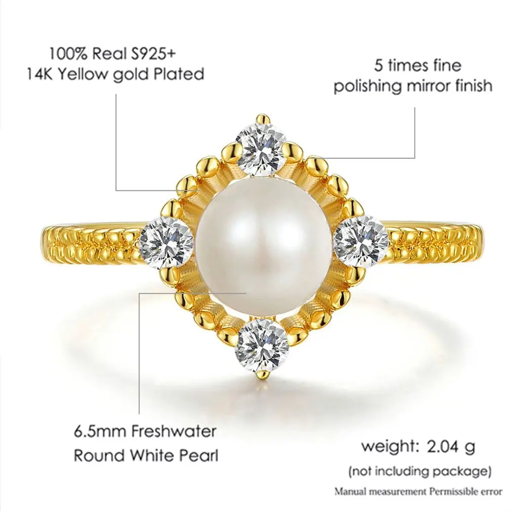 Кольцо на палец с натуральным жемчугом в виде пресной воды серебряное ювелирное