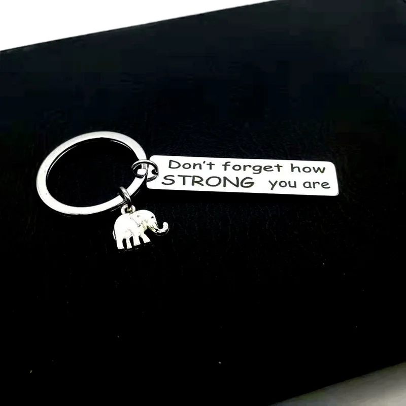 

Elephant Keychain Man Letter Key Chain Women Dont Forget How Strong You Are Key Holder Couples Keyring Fashion Trend Porte Clef