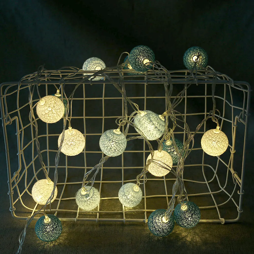 

Ball Garland String Lights Fairy Lights String LED Ball Cotton Rattan 20 LED Outdoor Wedding Party Home Fairy Lights Decorations