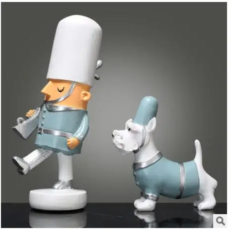 

Nordic soldier and dog place a villa model between sitting room TV ark soft adornment Home Art Decoration Rest Statue Sculpture