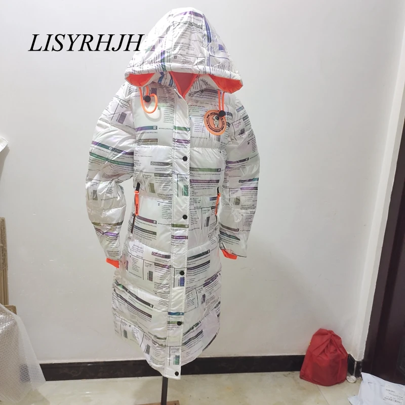 Куртка женская зимняя с капюшоном и принтом водонепроницаемая | Женская одежда