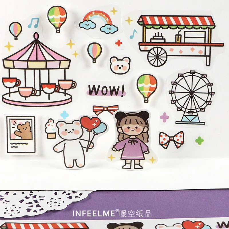 

New Creative Exquisite Live Fun Series Share DIY Cute Kawai Lovely Children Characters Hand Tent Sollage Strip Tape 5 Styles