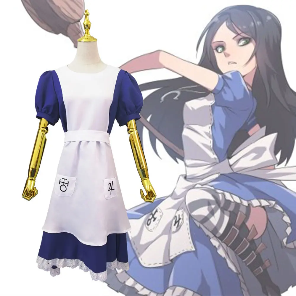 Игра Алиса: безумие возвращается Аниме костюмы Хэллоуин Косплей горничной юбка