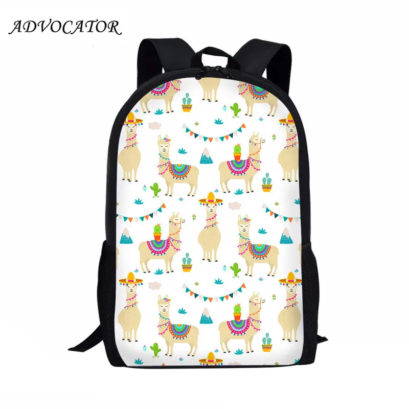 Women Backpack School Bags Cartoon Alpaca Printing Cute Backpacks for Teenagers Girls Travel Bag Mochila Feminina Escolar