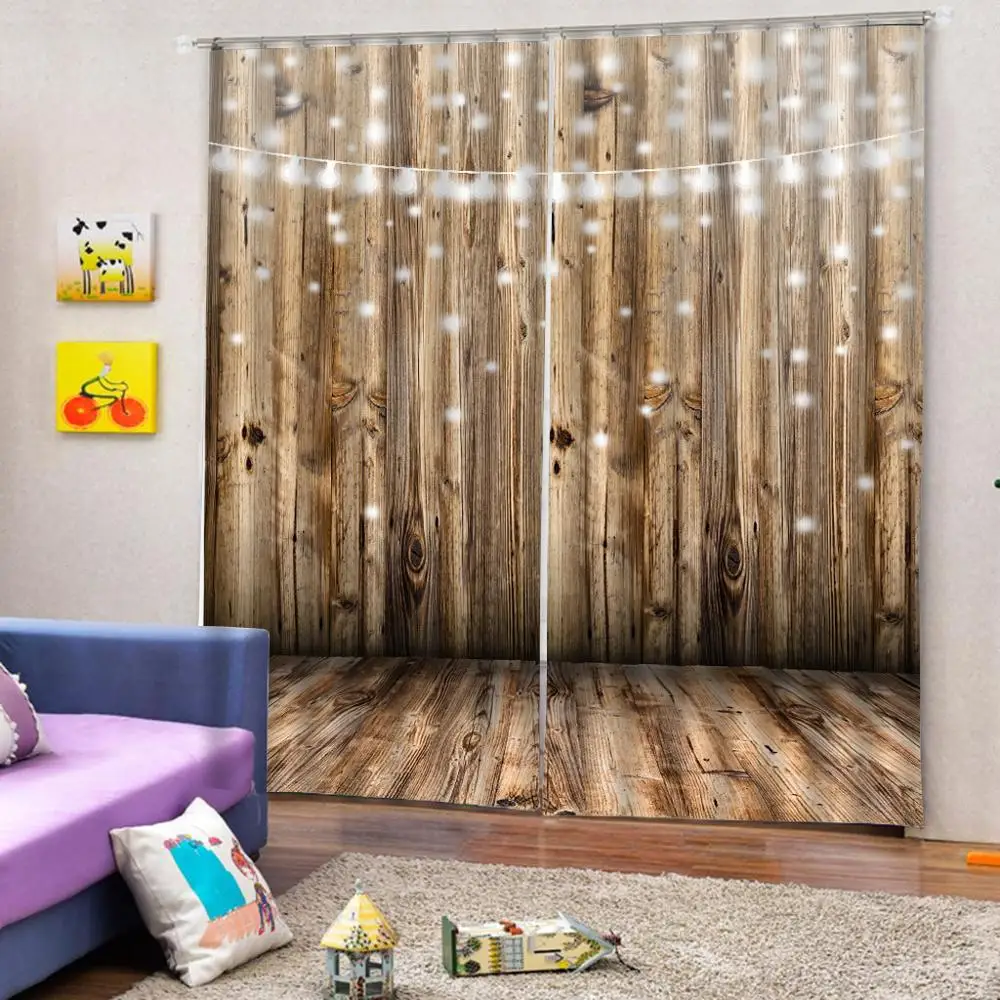 Custom Wooden Light Door Windows Curtains Backdrop Thin Living Room Bedroom Decorative Kitchen Drapes Clear print | Дом и сад