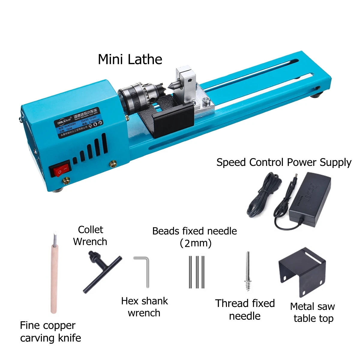 

150W 12V-24V cnc Mini Beads Machine Miniature Lathe DIY Woodworking Lathe Grinding Polishing Beads Drill Rotary Tool Set
