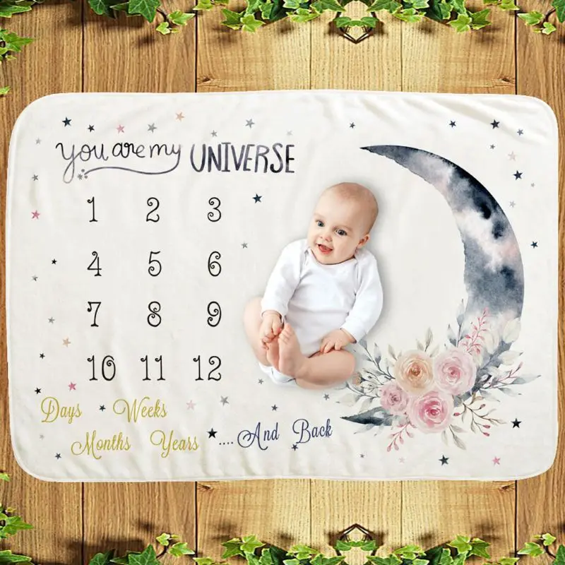 

Infant Monthly Record Growth Milestone Blanket Newborn Photography Props Cloth