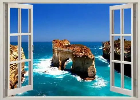 Шелковый постер с художественным принтом на тему красоты природных гор пляжа