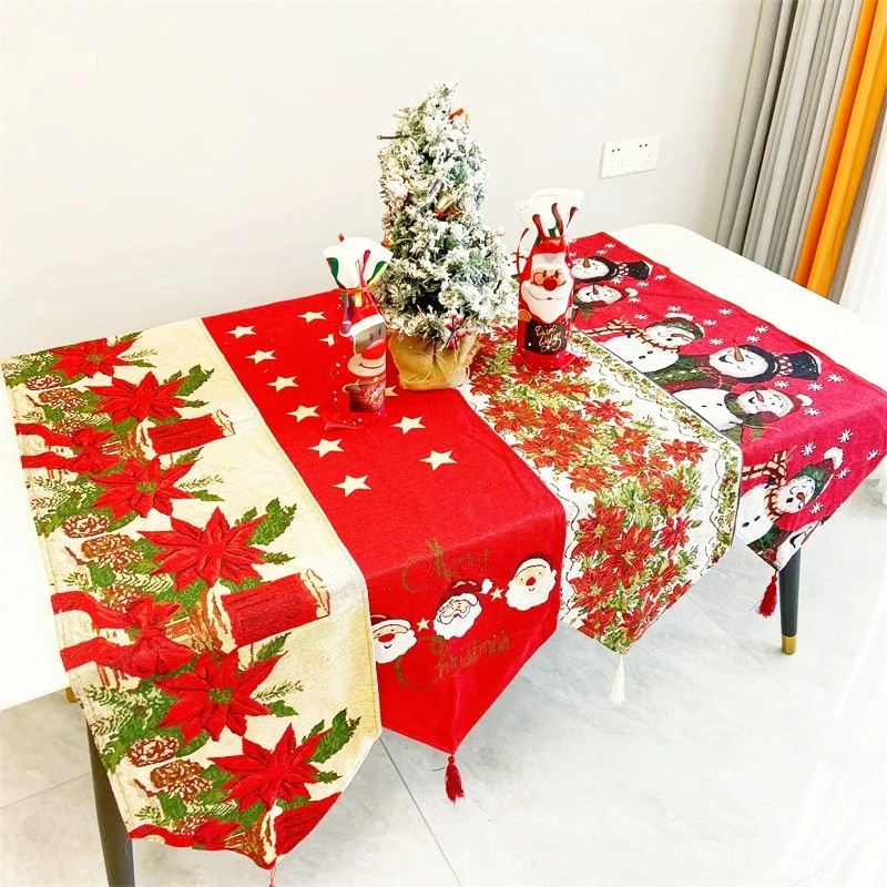 

Christmas decorations 180cm Santa Claus, Snowman Printing Simple Tablecloth, Christmas Table Flag Living Room Table decoration