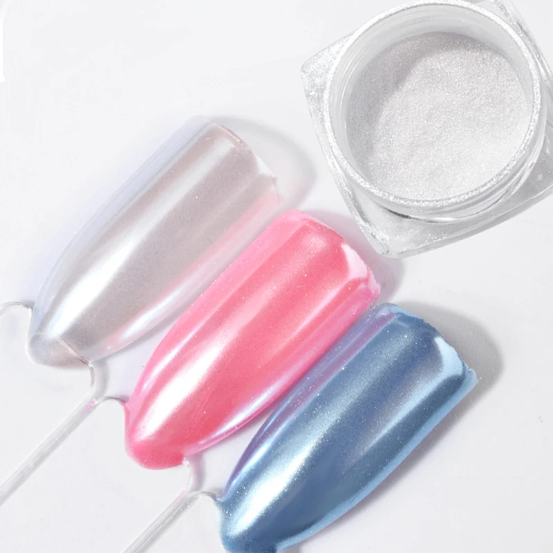 1 коробка Алмазный жемчуг порошок русалки 2 г Сияющий белый дизайн ногтей